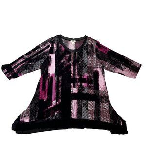 Cato Woman 18/20 Abstract Pink & Black Tunic Dress 1916